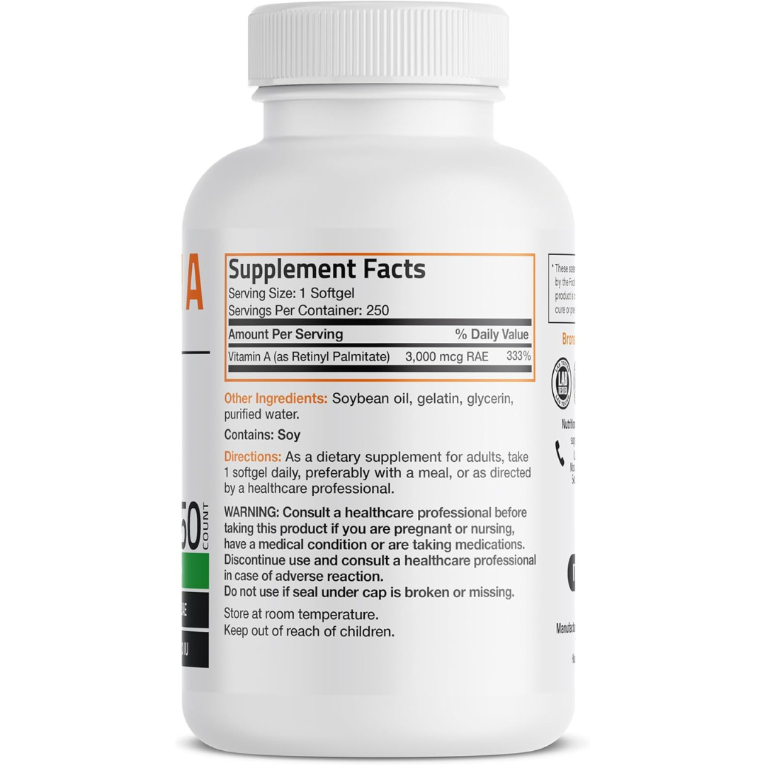 Bronson Vitamin A 10,000 IU Premium Non-GMO Formula
