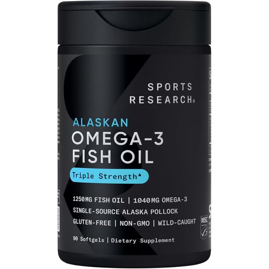 Sports Research® Omega-3 Fish Oil 1250 - Triple Strength Fish Oil Supplement