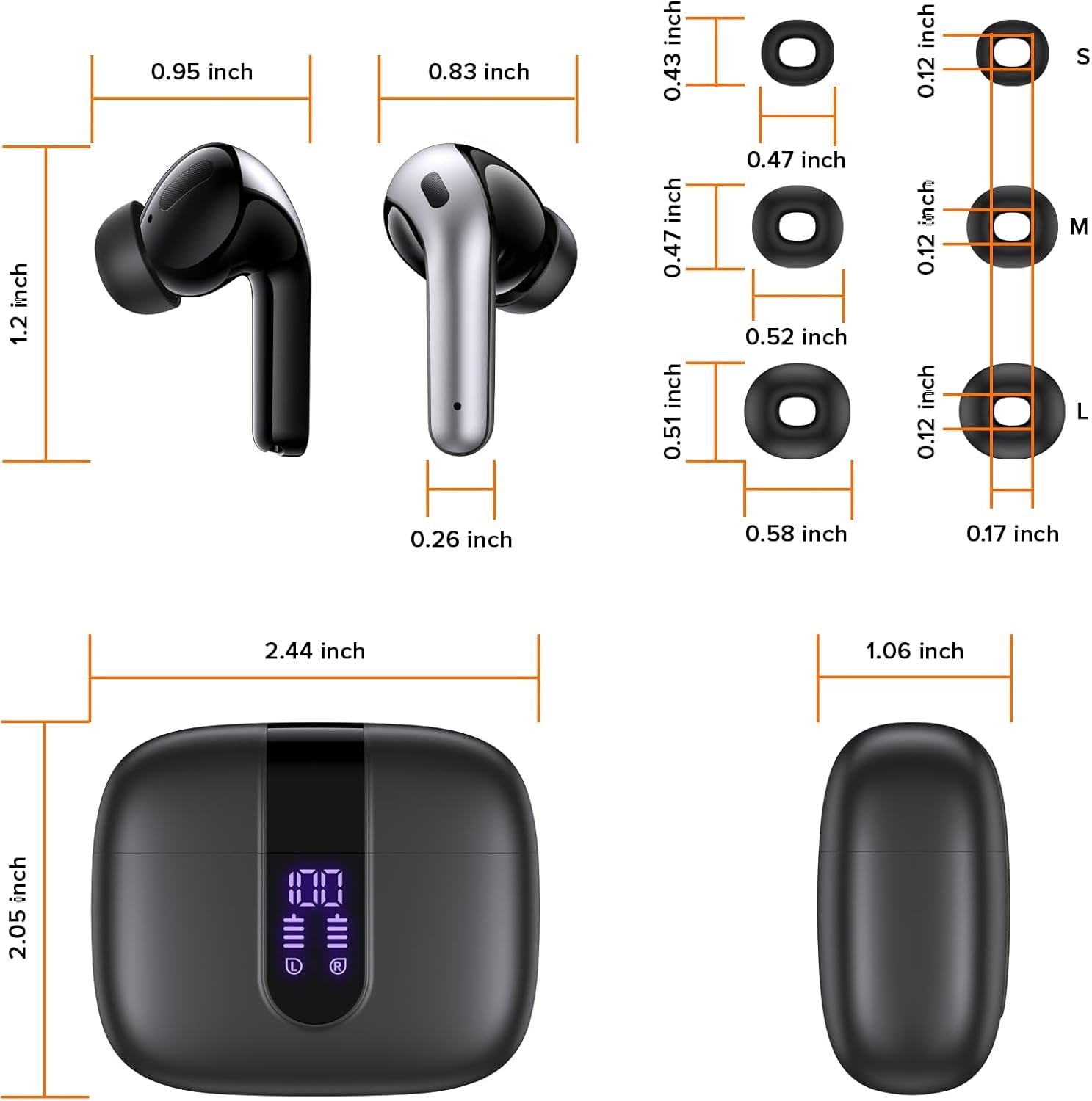 TAGRY Bluetooth Headphones True Wireless Earbuds 60H Playback