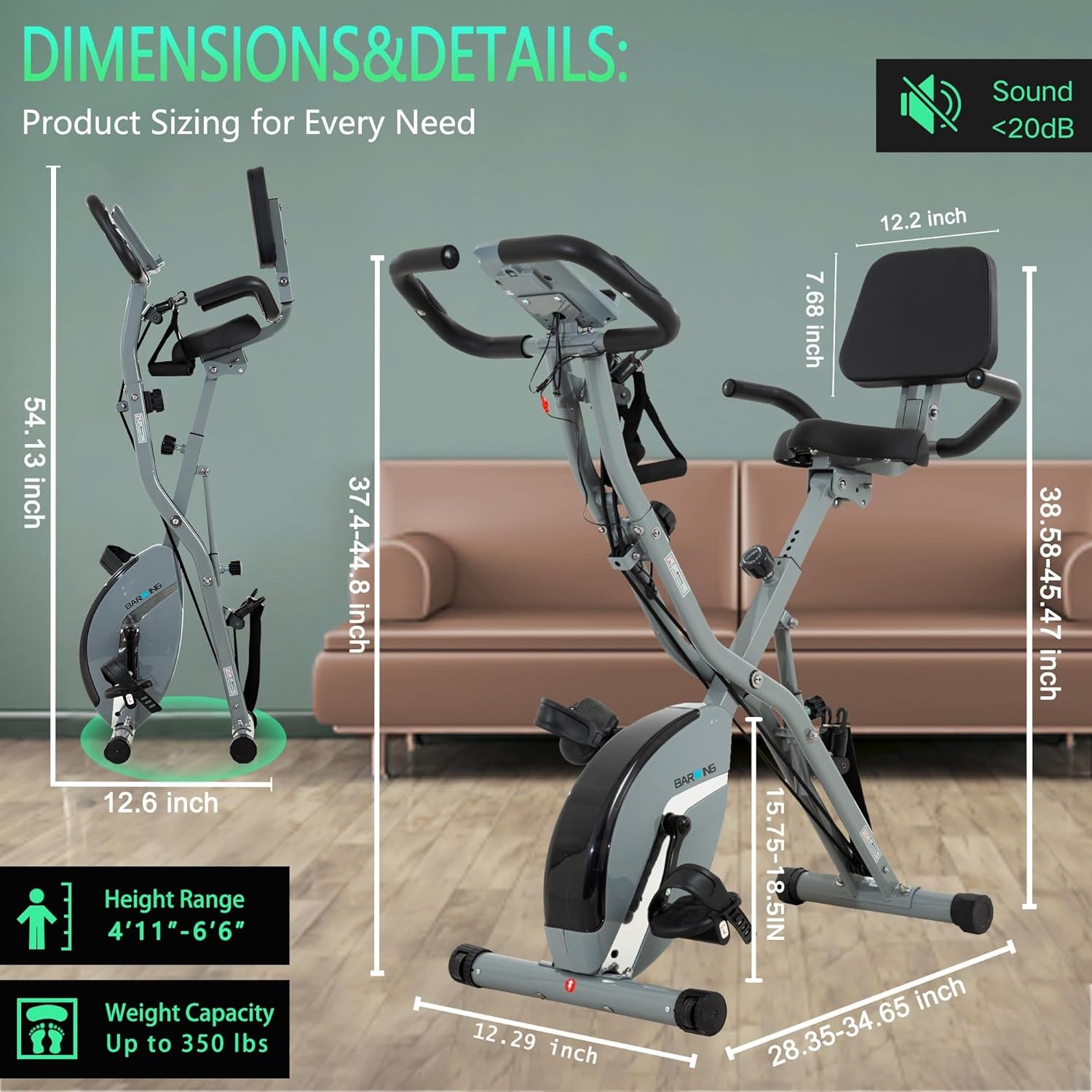 BARWING Stationary Exercise Bike for Home Workout