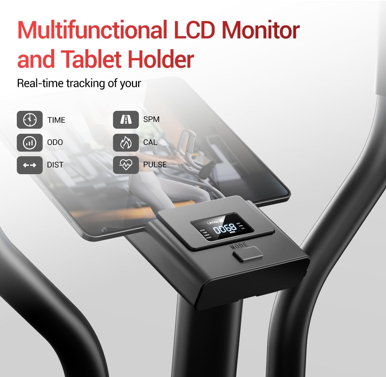 Elliptical Exercise Machine, Elliptical Training Machine for Home with Hyper-Quiet Magnetic Driving System, Compact Elliptical with 12IN Stride & LCD Monitor, 330LBS Weight Capacity