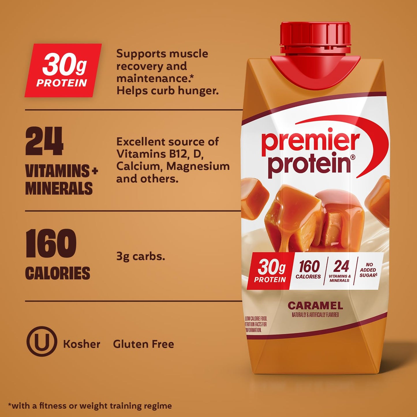 Premier Protein Shake, Caramel, 30G Protein, 12 Pack