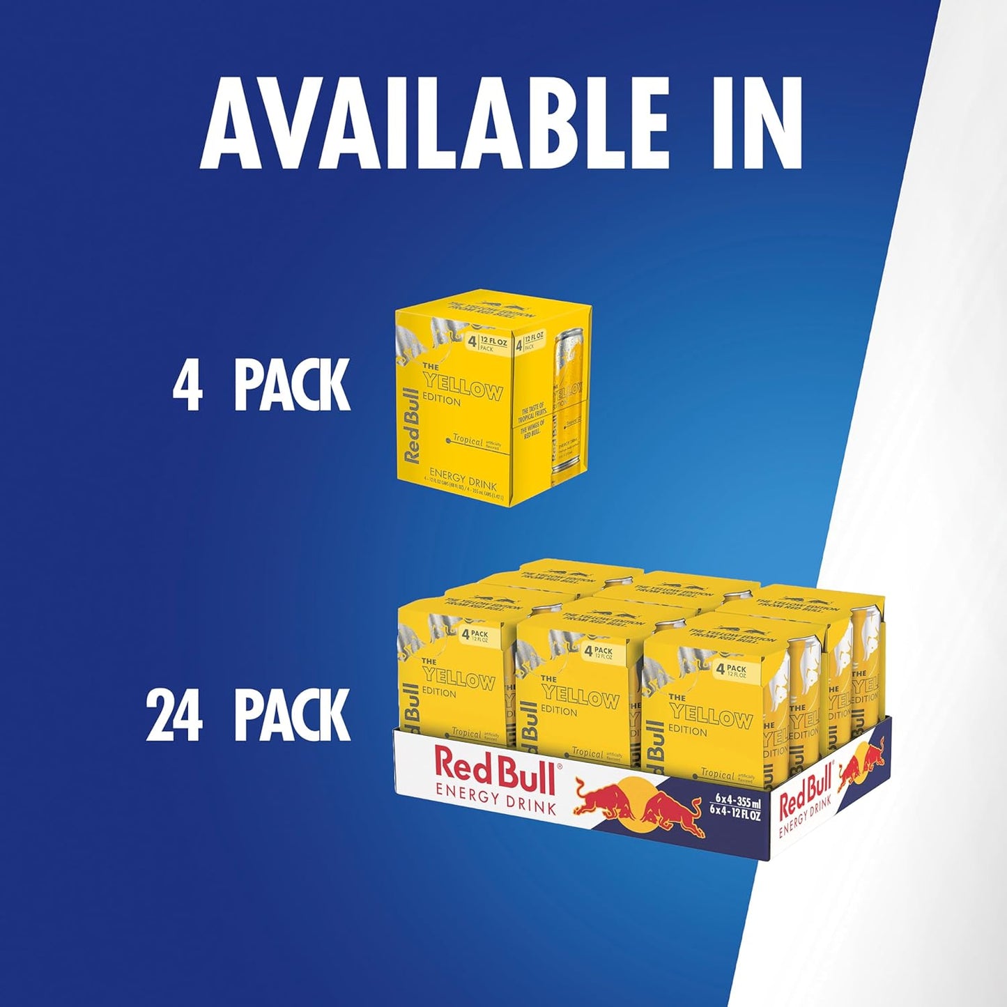 Red Bull Yellow Edition Energy Drink, Tropical, Pack of 24 Cans