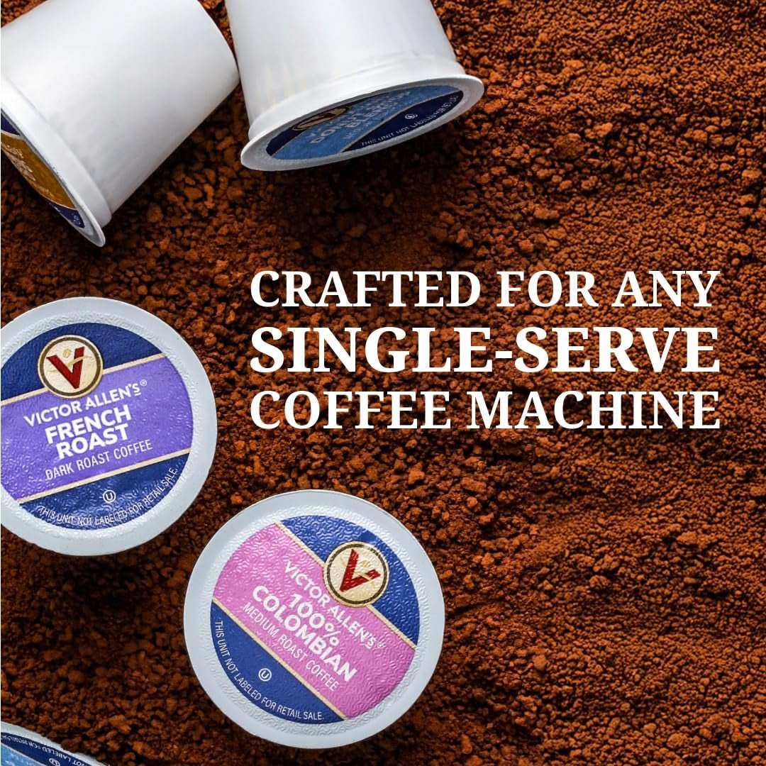 Victor Allen's Coffee Variety Pack (Morning Blend, 100% Colombian, Donut Shop Blend, French Roast), Keurig K-Cup Pods