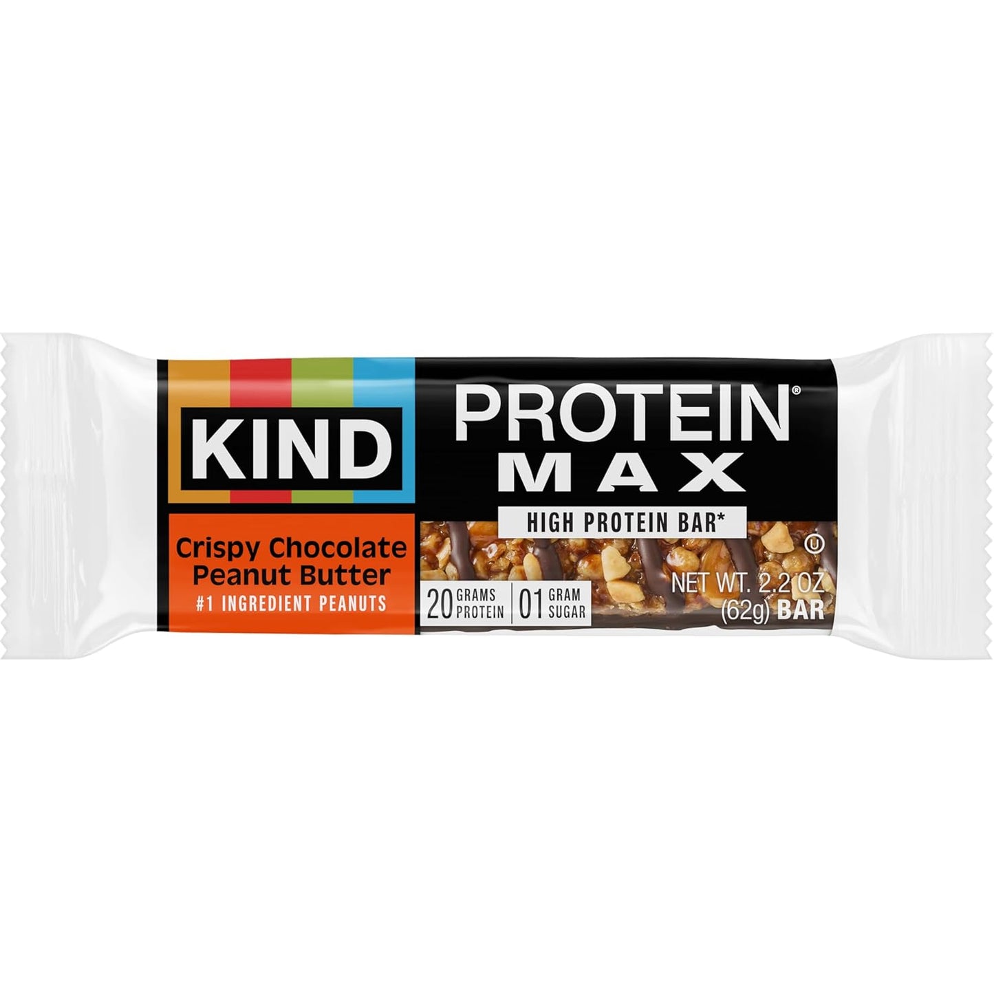 KIND Protein MAX Crispy Chocolate Peanut Butter Snack Bars, 20G of Protein, 12 Count Box
