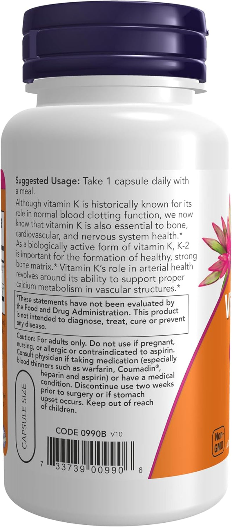 NOW Foods Supplements, Vitamin K-2 100 mcg