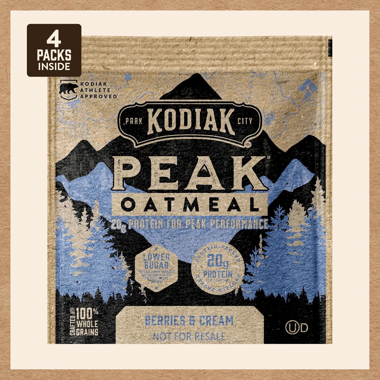 Kodiak Peak Instant Oatmeal Packets, Berries & Cream, High Protein (Total of 24 Packets)