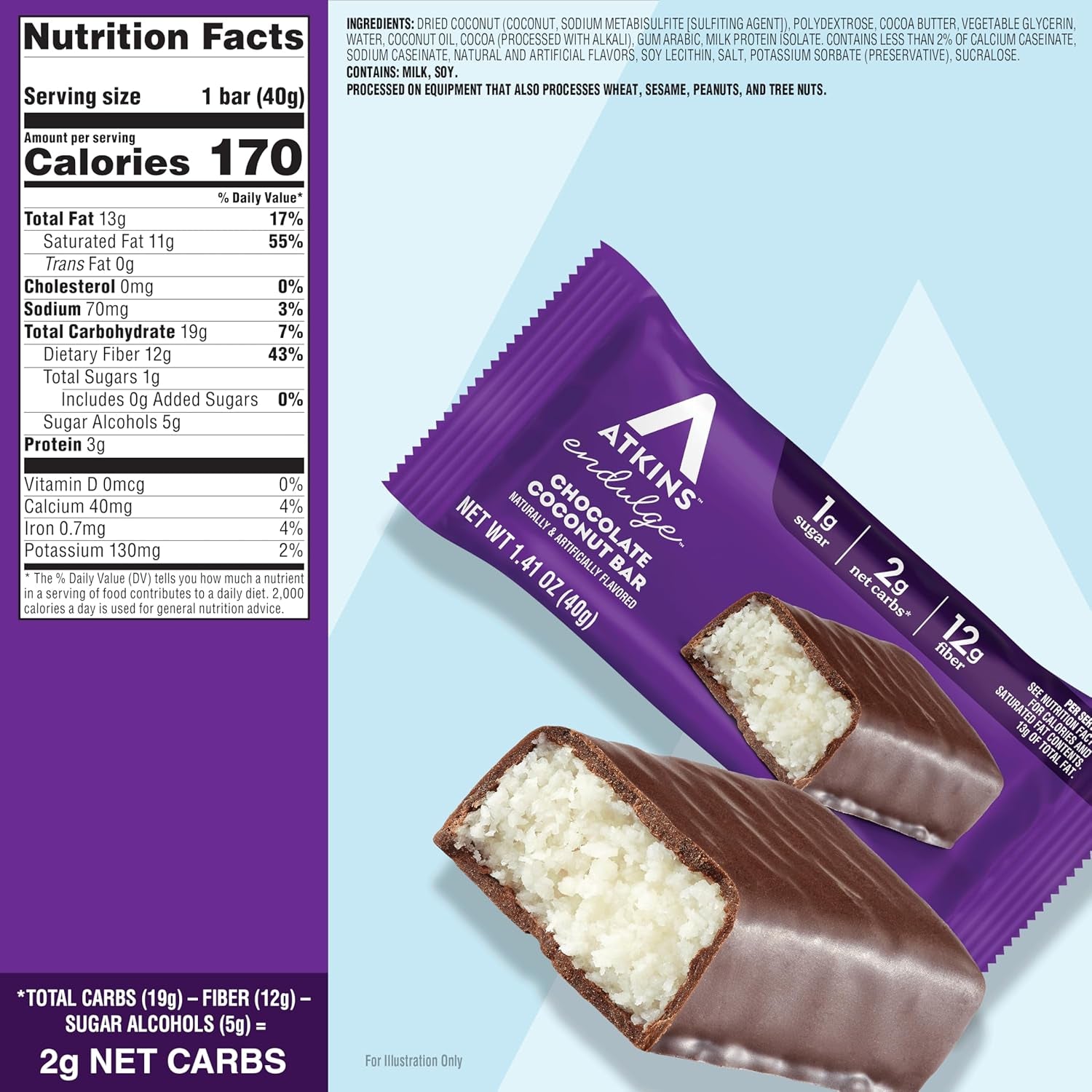 Atkins Endulge Chocolate Coconut Flavored Snack Bar