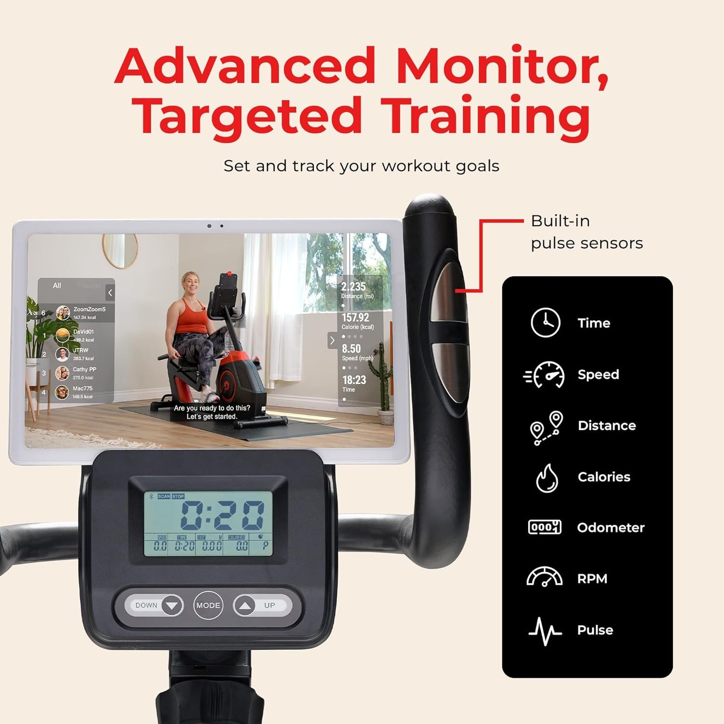Sunny Health & Fitness Smart Heavy-Duty Recumbent Bike