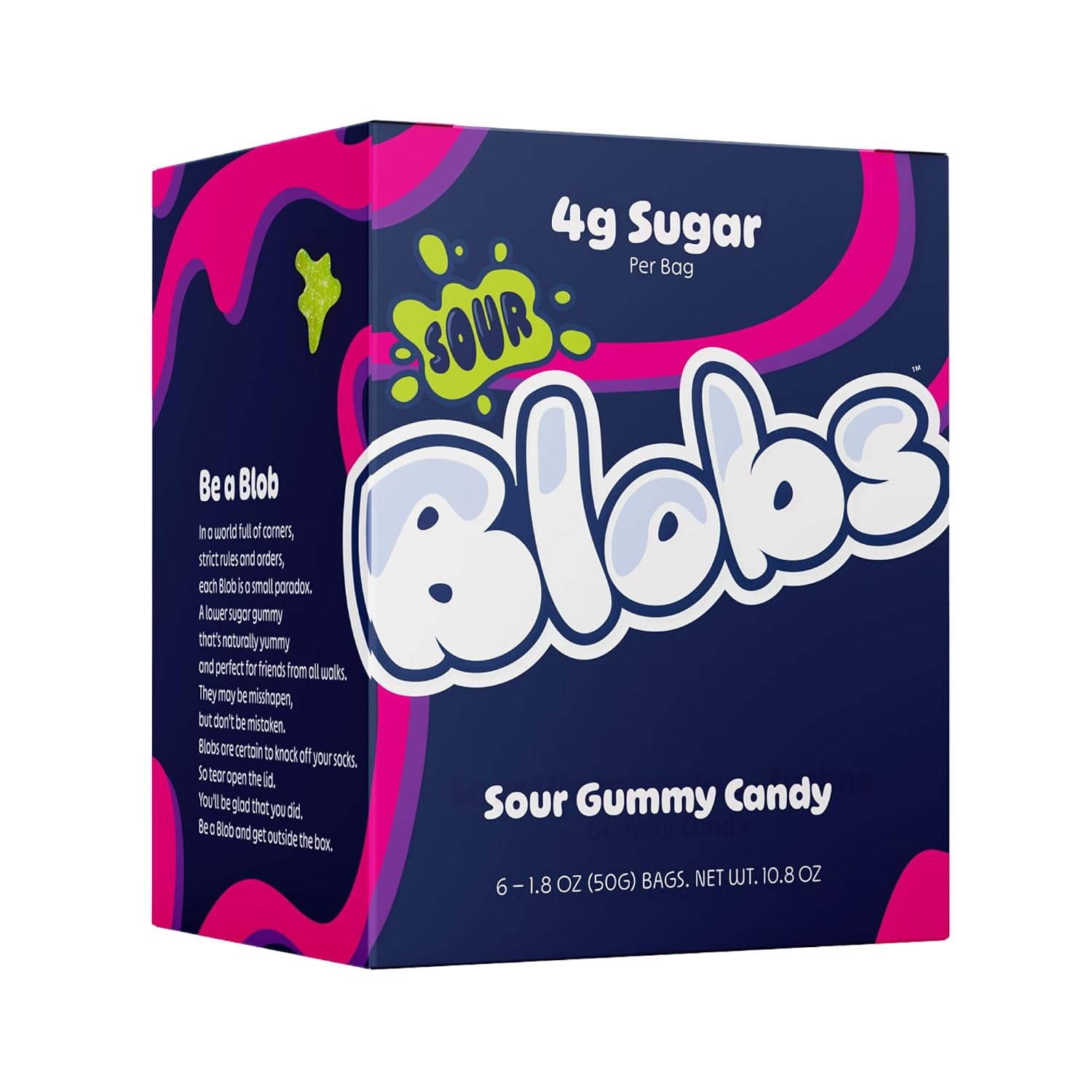Blobs SOUR Gummy Candy Low Sugar & Low Calorie - (Pack of 6) Mixed Bag