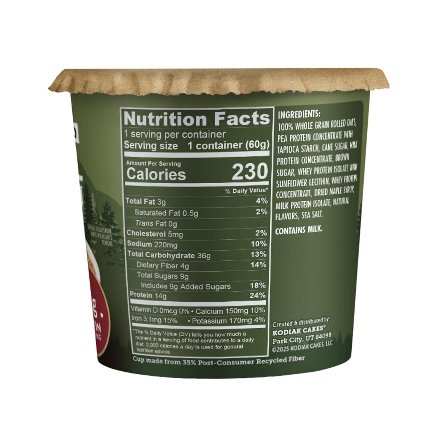 Kodiak Cakes Instant Protein Maple & Brown Sugar Oatmeal in a Cup (Pack of 12)