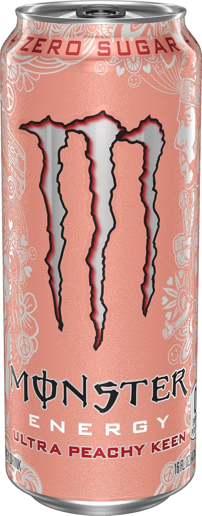 Monster Energy Ultra Peachy Keen, Sugar Free Energy Drink, 16 Oz (Pack of 15) | Pack of 15
