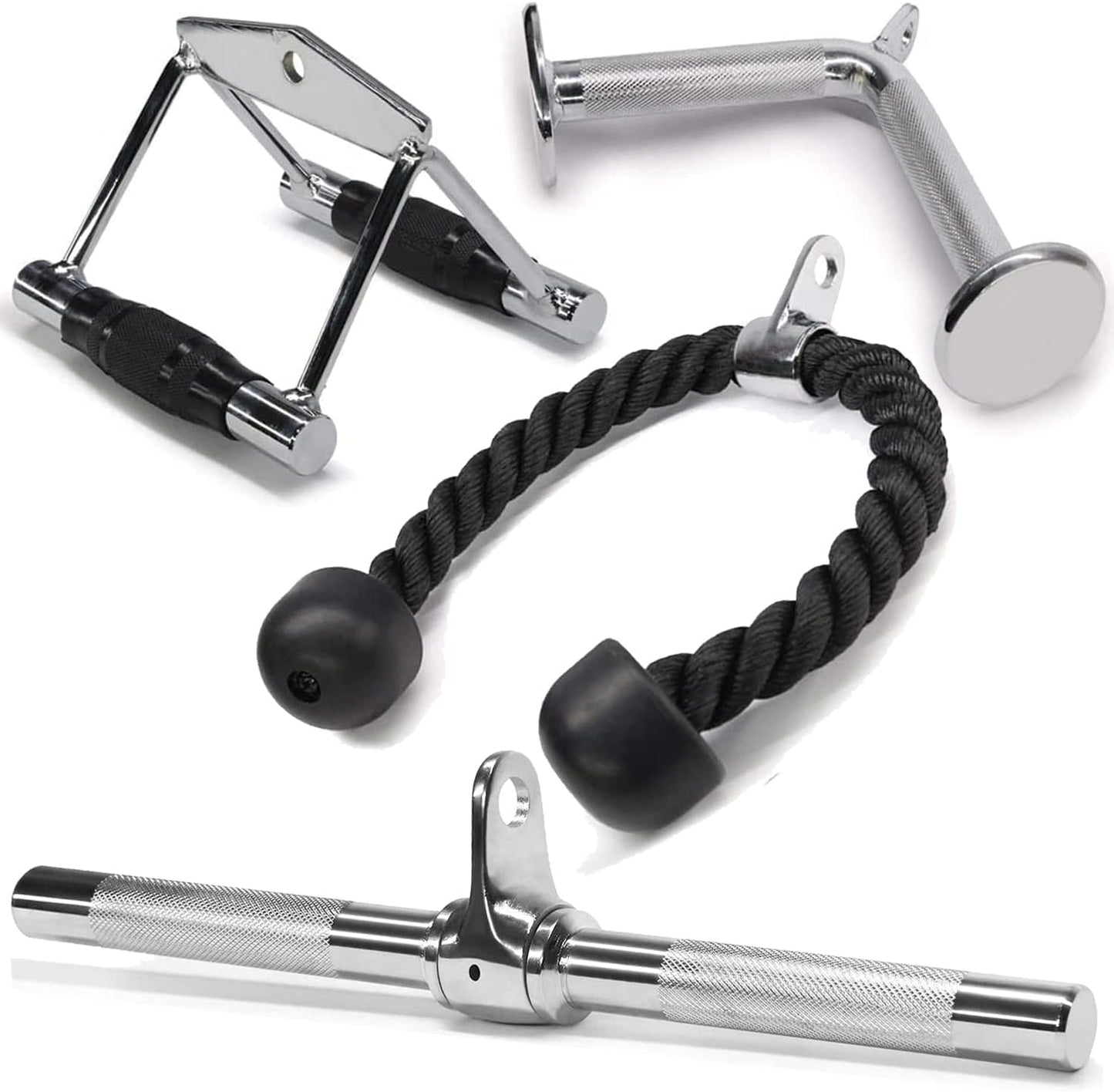 Cable Machine Attachment, Row Handles, Tricep Rope, Straight Bar, V Bar Accessories