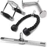Cable Machine Attachment, Row Handles, Tricep Rope, Straight Bar, V Bar Accessories