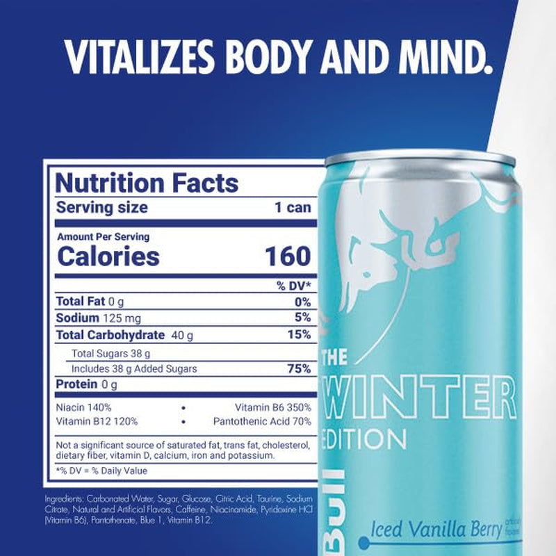 Red Bull Iced Vanilla Berry Energy Drink, 12 Fl oz, Pack of 24 Cans