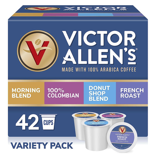 Victor Allen's Coffee Variety Pack (Morning Blend, 100% Colombian, Donut Shop Blend, French Roast), Keurig K-Cup Pods