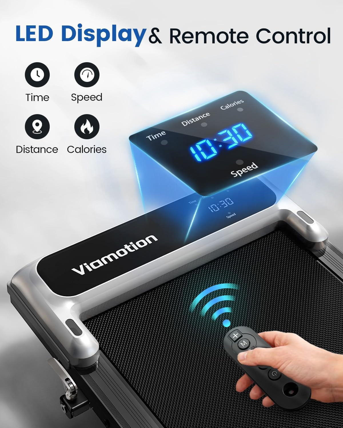 Viamotion Walking Pad Treadmill with Handlebar and Adjustable Incline