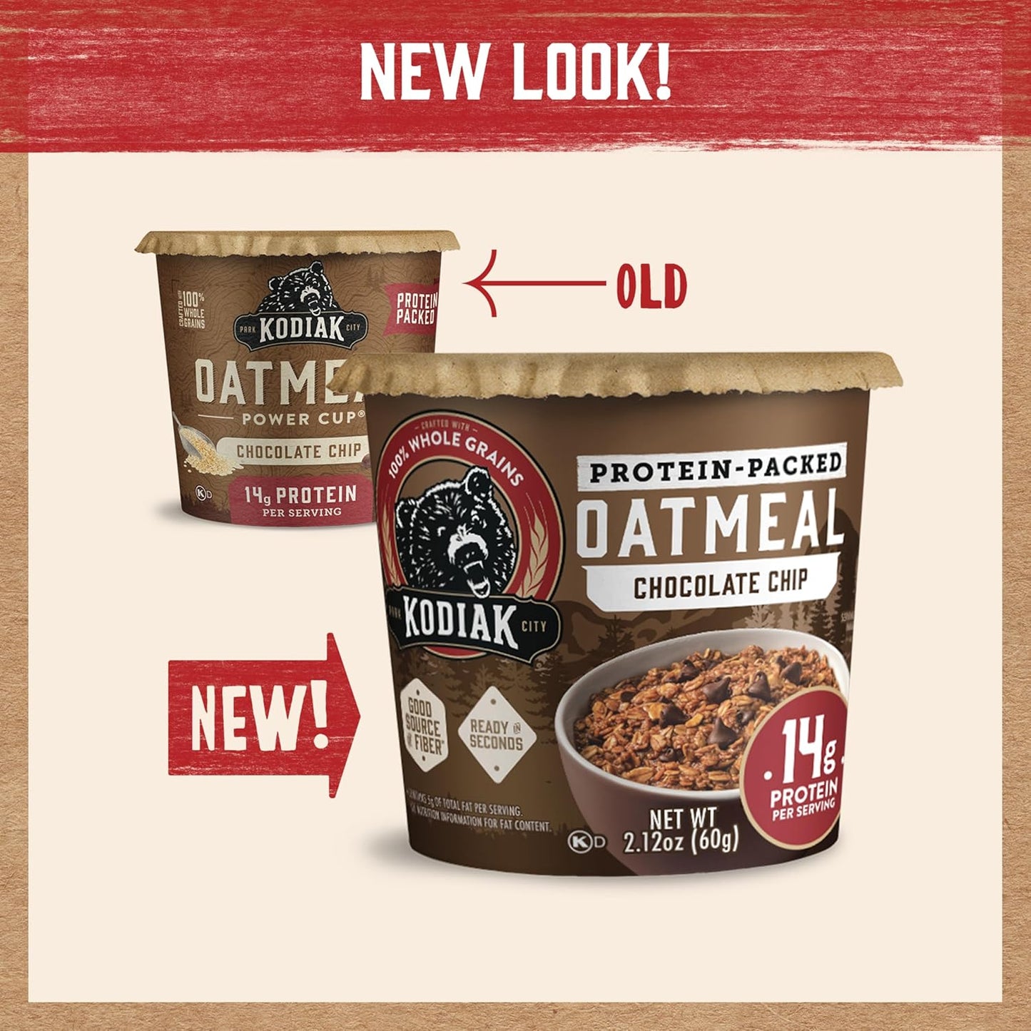 Kodiak Cakes Instant Protein Chocolate Chip Oatmeal in a Cup (Pack of 12)