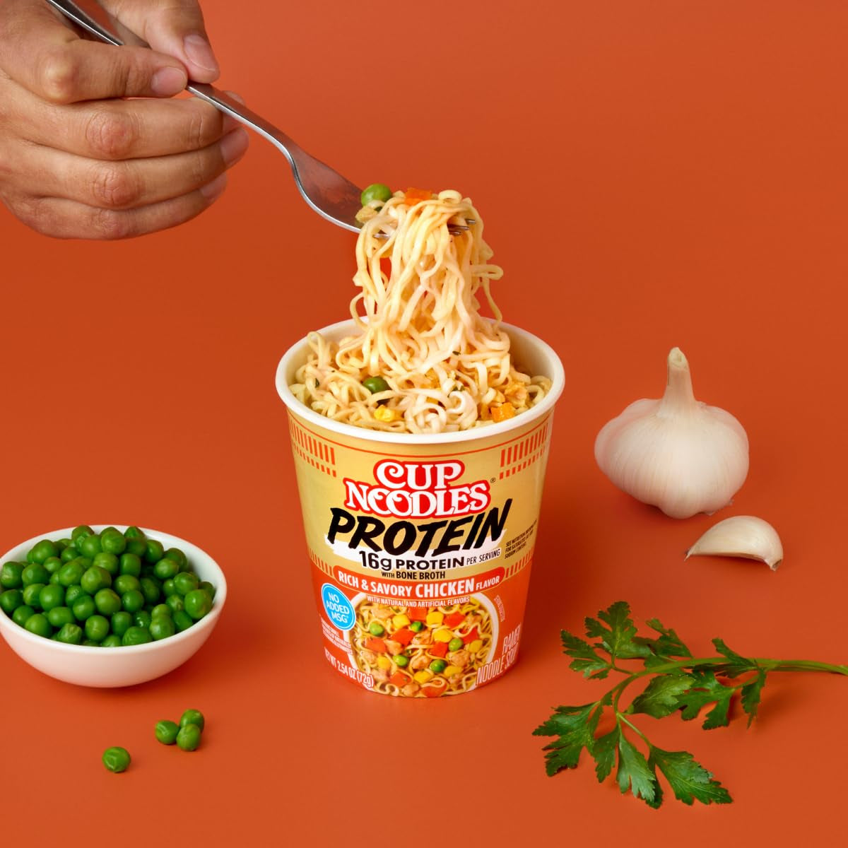 Nissin Cup Noodles Protein Ramen, Chicken Flavor with Bone Broth, 16G Protein (Pack of 6)