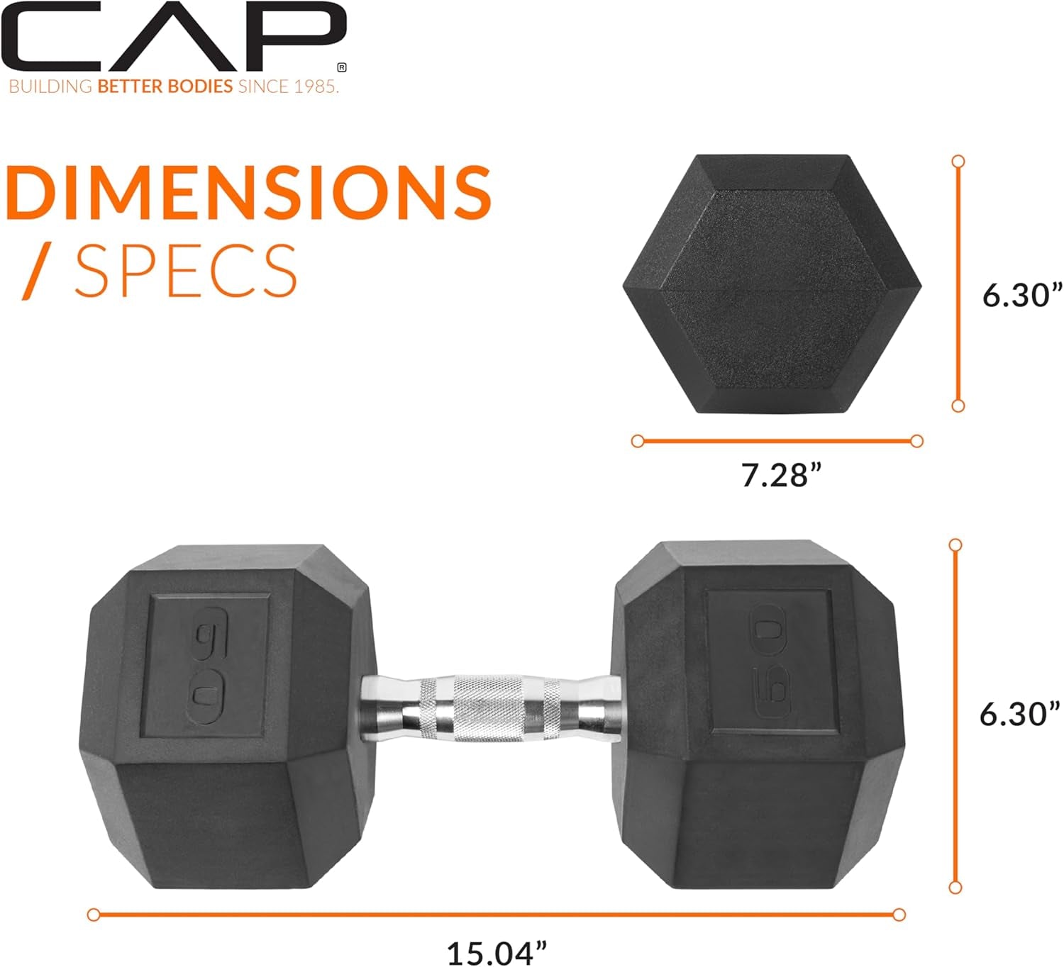60 Pound Coated Hex Dumbbell Weight