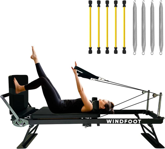Pilates Reformer Machine Equipment with Springs & Cords for Home Workout