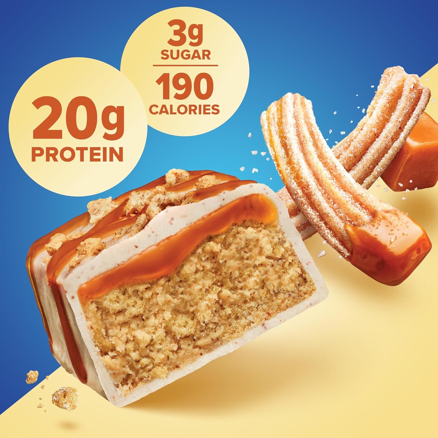 Pure Protein Caramel Churro Protein Bars – 20G Protein, 3G Sugar, 190 Calories (12 Count)