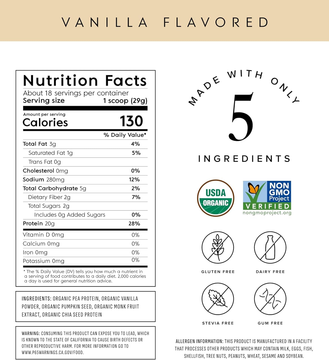 Truvani Organic Plant Based Protein Powder