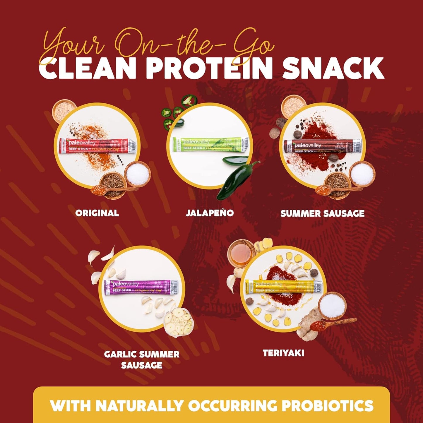Paleovalley 100% Grass Fed Original Beef Sticks - Delicious Gluten Free Beef Snack