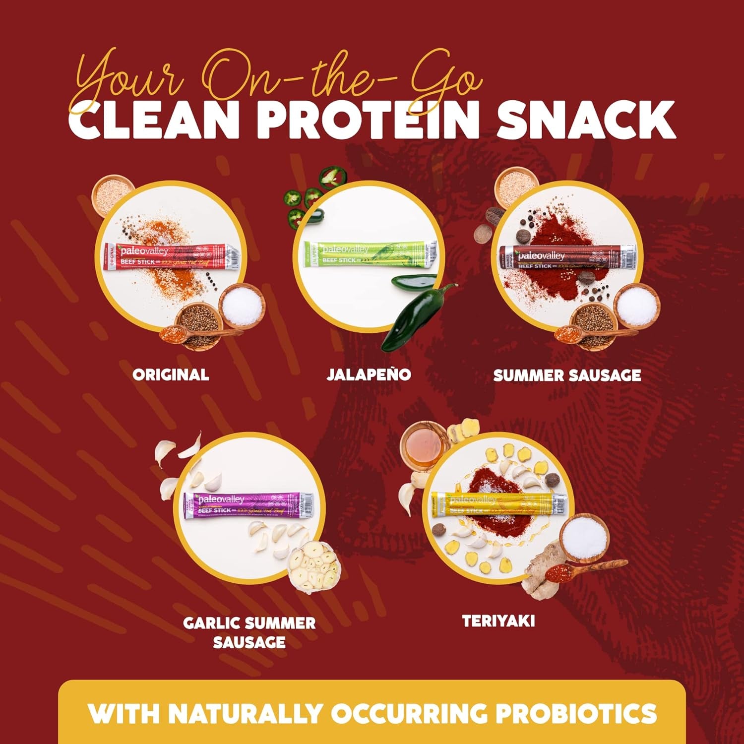 Paleovalley 100% Grass Fed Original Beef Sticks - Delicious Gluten Free Beef Snack