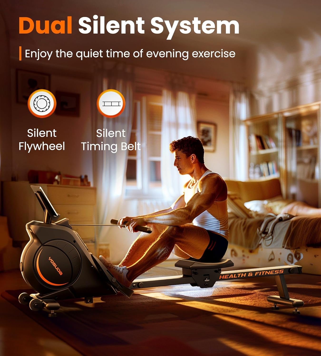 Magnetic/Water Rowing Machine for Home - Rower Machine Use with Bluetooth, App Supported, Rowing Machine for Beginners to Athletes, Comfortable Seat Cushion