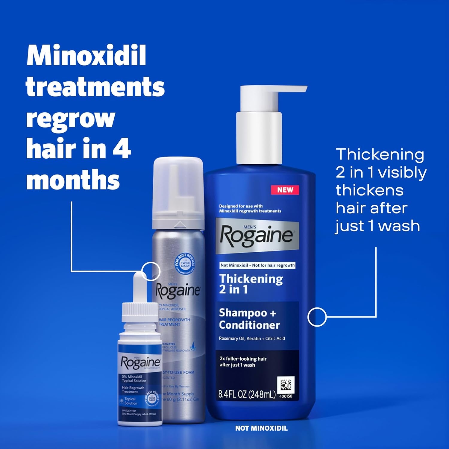 Men'S Rogaine 5% Minoxidil Topical Foam, Unscented, 3 Mo Supply, 3X 2.11 Oz