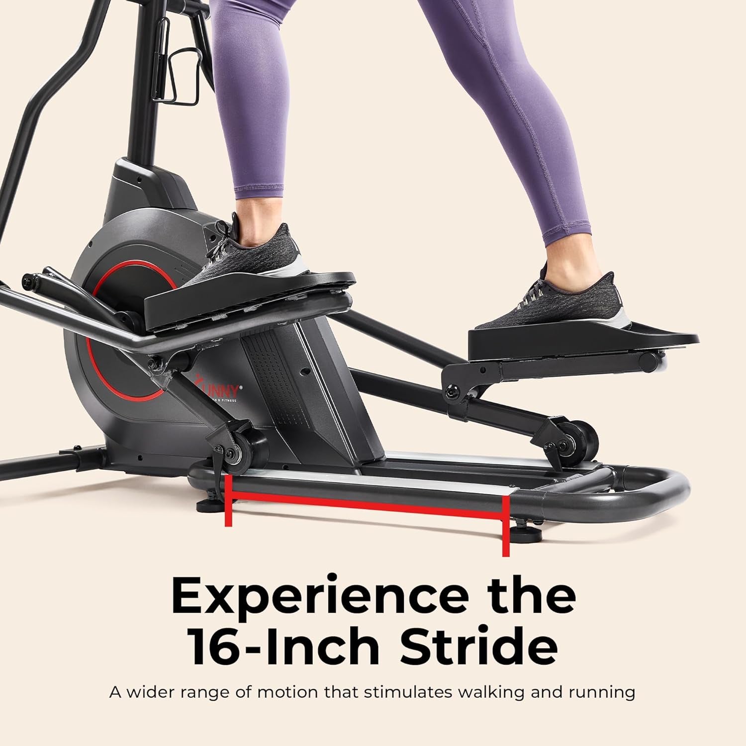 Smart Upright Elliptical W/Pulse Sensor Built-In, Indoor Full-Body Cross-Training & Cardio Exercise Machine for Home, Free Sunnyfit App Connection