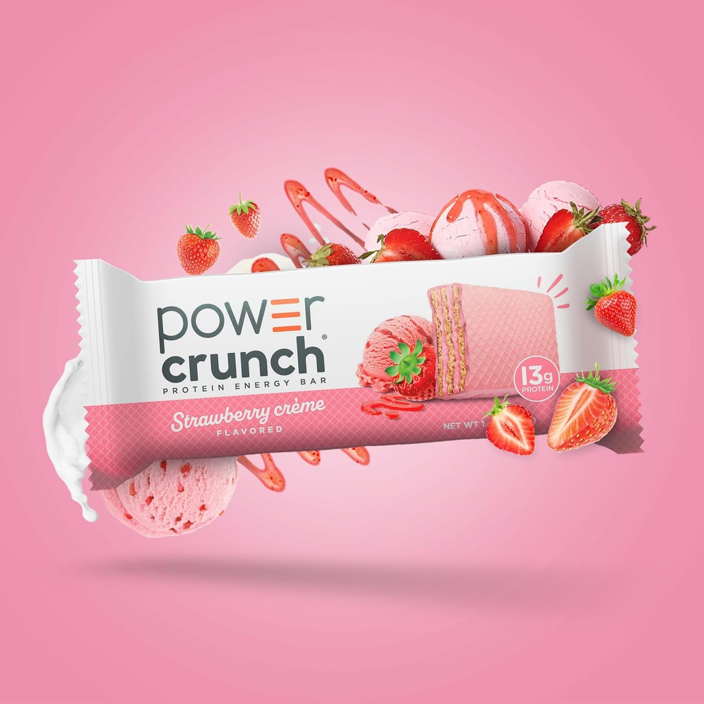 Power Crunch Protein Energy Wafer Bars, Strawberry Crème (12 Count)