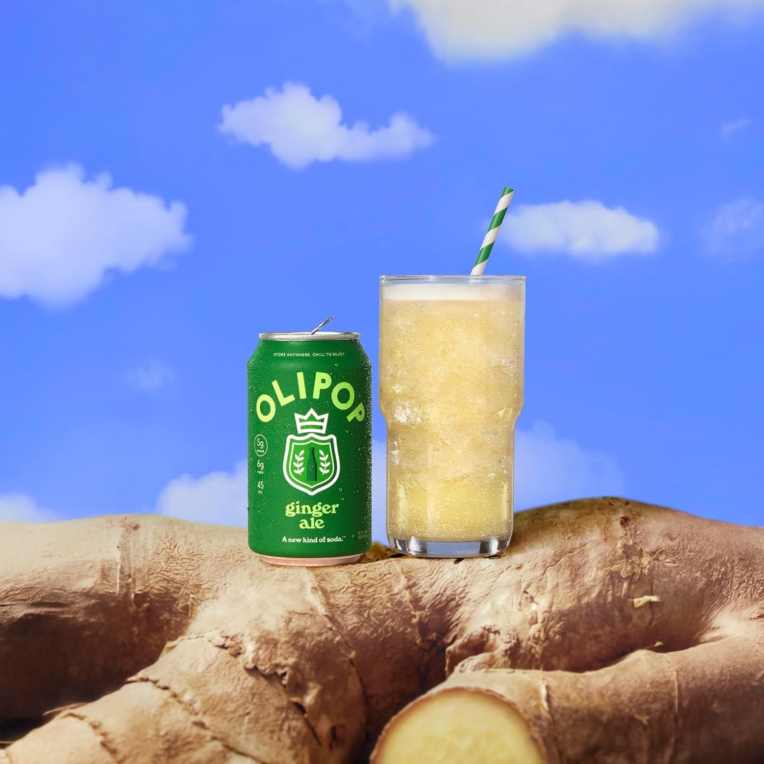 OLIPOP Prebiotic Soda Pop, Ginger Ale (12-Cans)