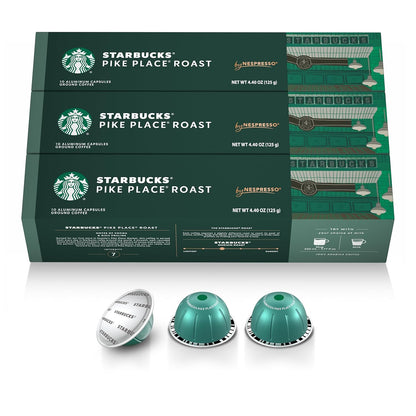 Starbucks by Nespresso Vertuo, Pike Place, Medium Roast Coffee, Brews 7.8 oz.