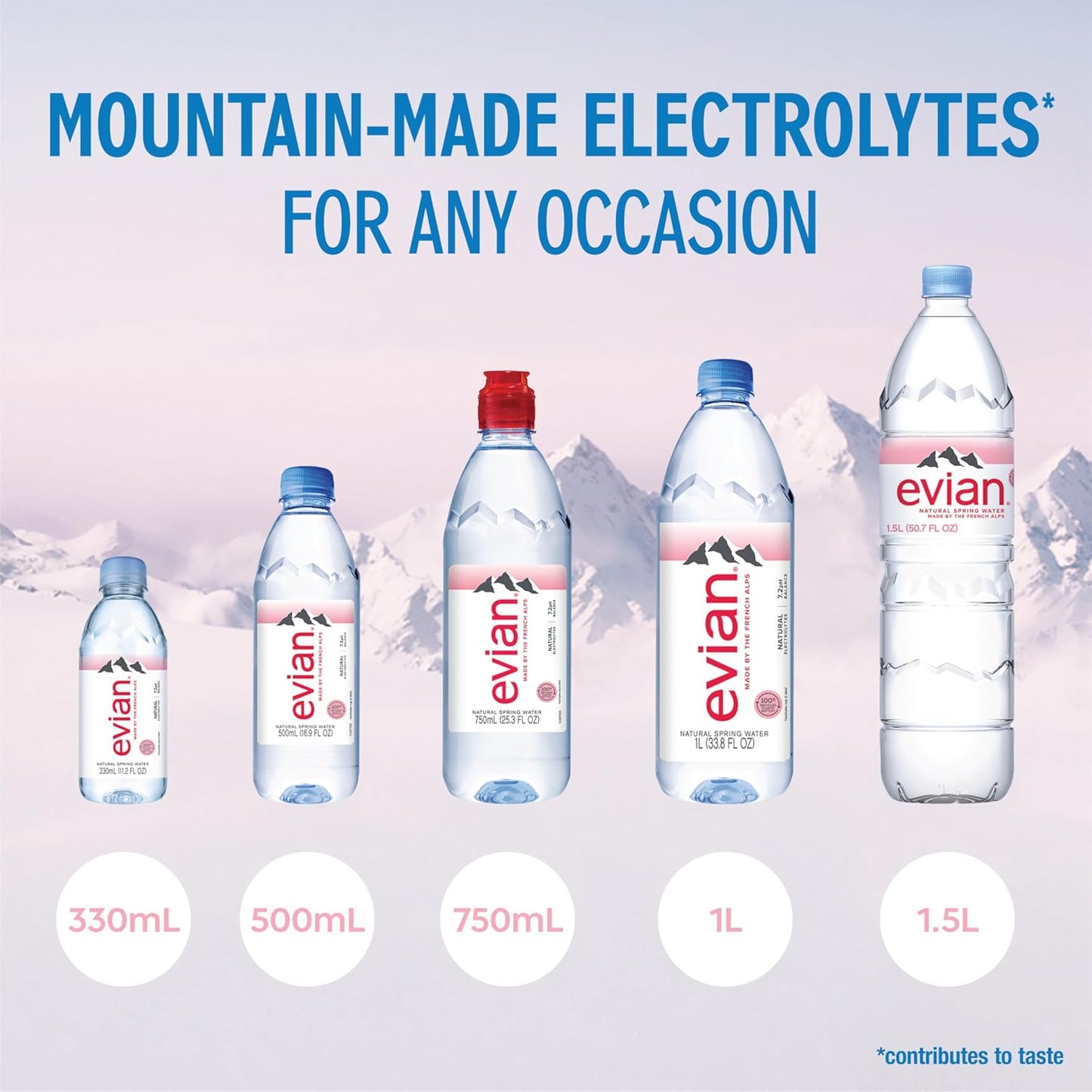 Evian Natural Spring Water, 1 L Bottle, 12 Pack