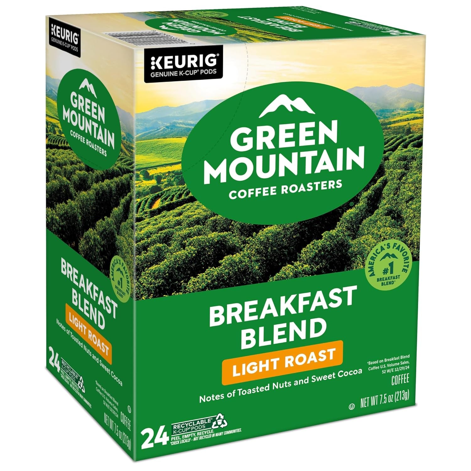 Green Mountain Coffee Roasters Breakfast Blend Single-Serve Keurig K-Cup Pods