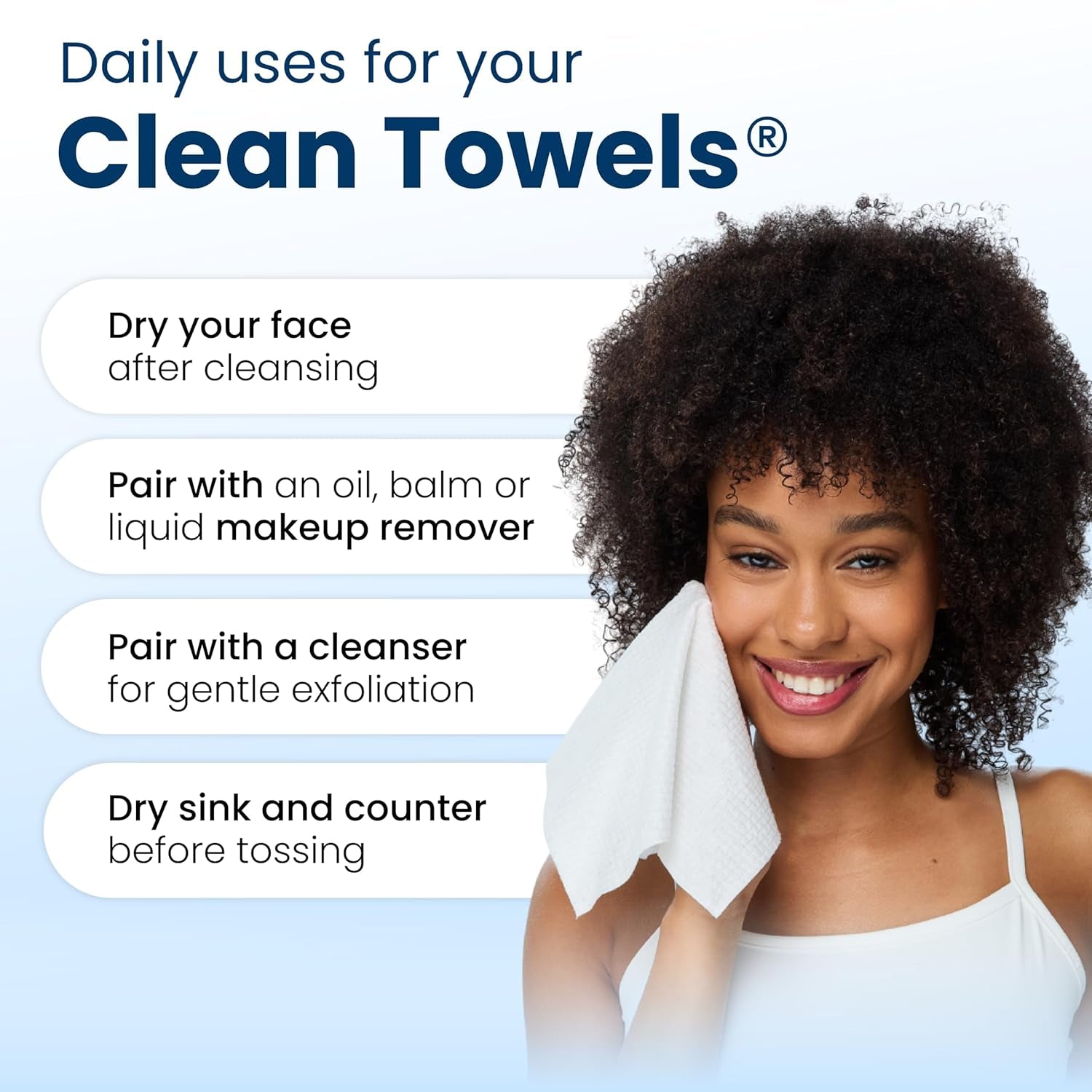 Clean Skin Club Clean Towels XL® 100% USDA Biobased Face Towel