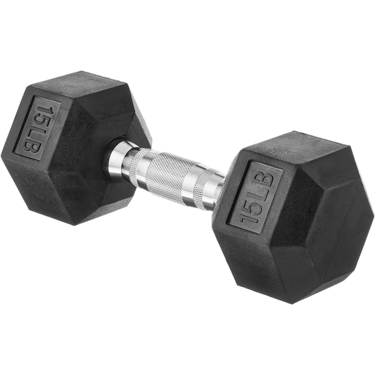 15 Pound Rubber Hex Dumbbell Hand Weight