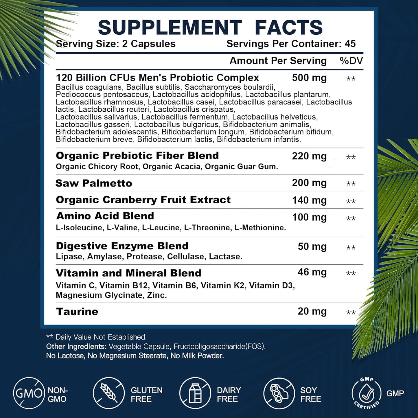 Probiotics for Men Digestive Health, 120 Billion CFUs