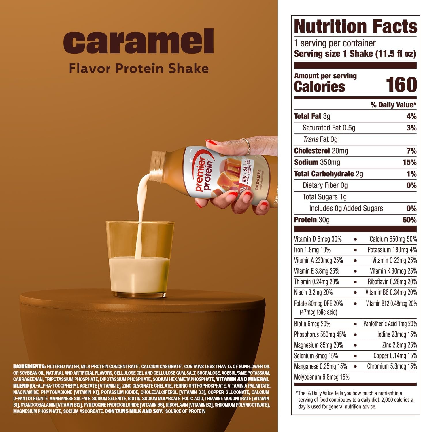 Premier Protein Shake, Caramel, 30G Protein, 11.5 Fl oz, 12 Pack