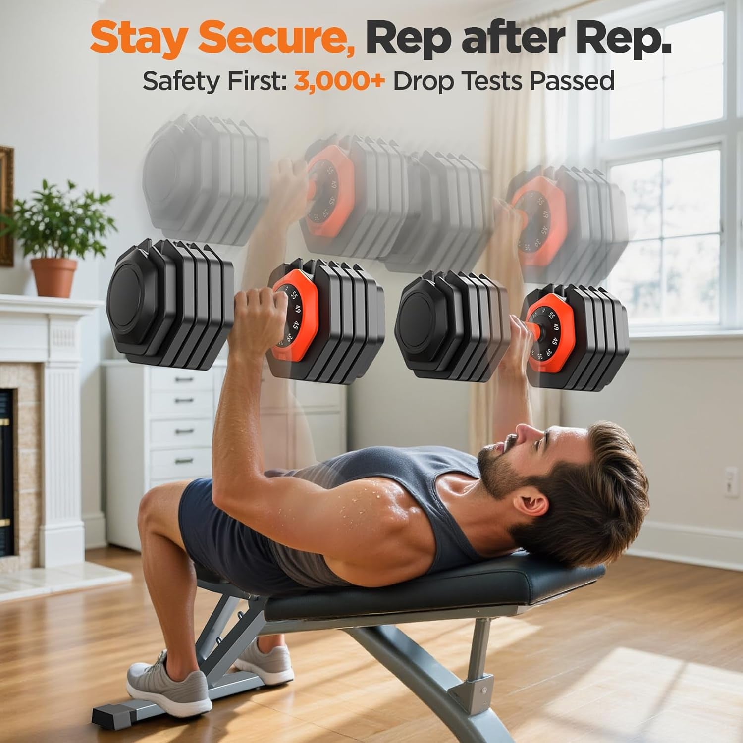 LifeOG Updated Adjustable Dumbbell Set of 2 - 110lbs/55lbs