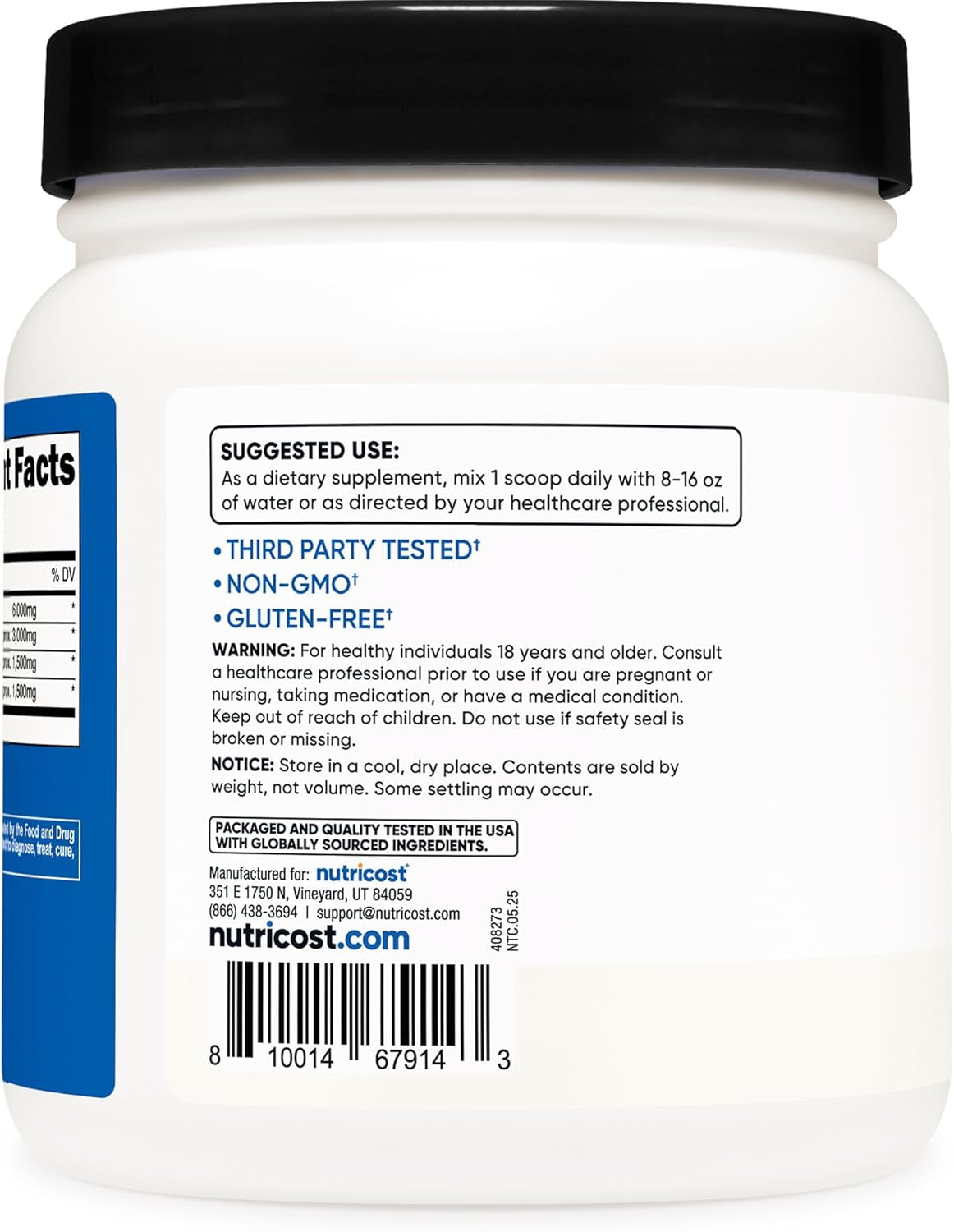 Nutricost BCAA Powder 2:1:1 (90 Servings, No Flavor Added)