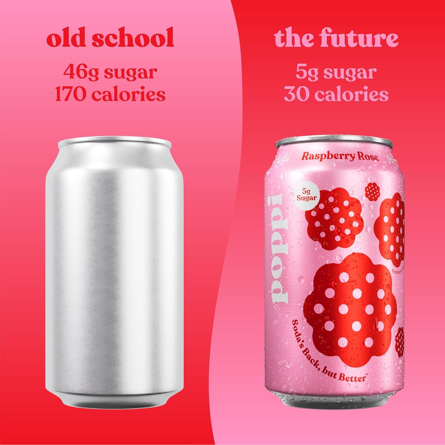 Poppi Sparkling Prebiotic Soda Beverage, Raspberry Rose, 12 oz, 12 Pack