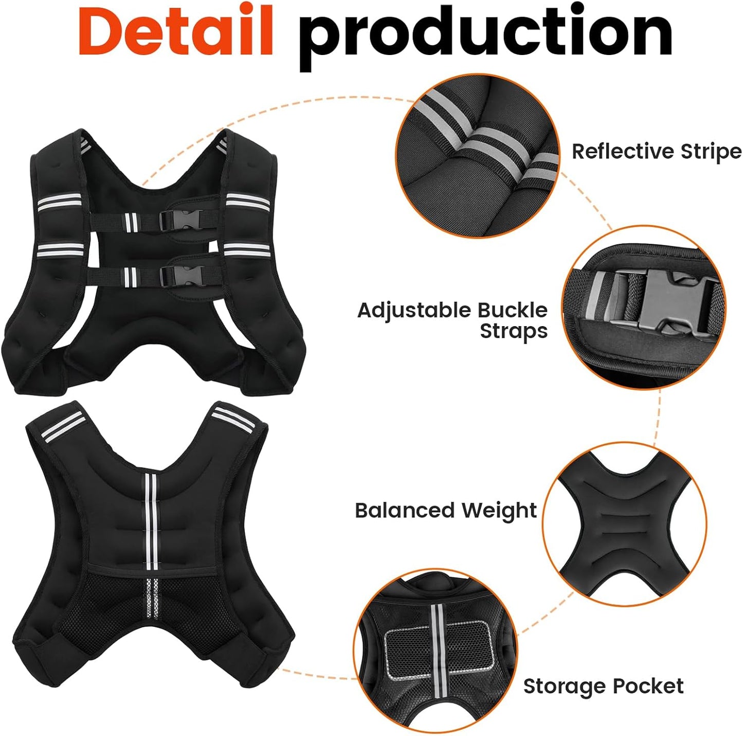 Poudee Weight Vest for Men Women, 6Lb/8Lb/10Lb/12Lb/16Lb/20Lb/25Lb/30Lb