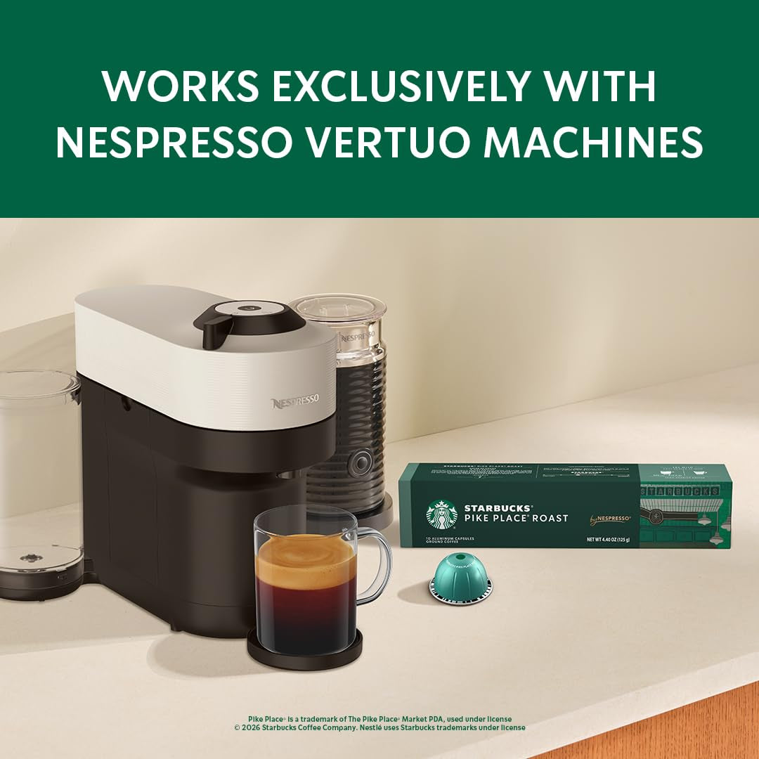 Starbucks by Nespresso Vertuo, Pike Place, Medium Roast Coffee, Brews 7.8 oz.