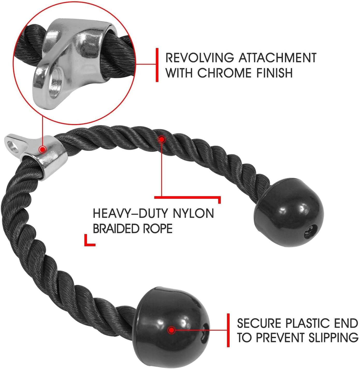 Yes4All Deluxe Tricep Rope Cable Attachment