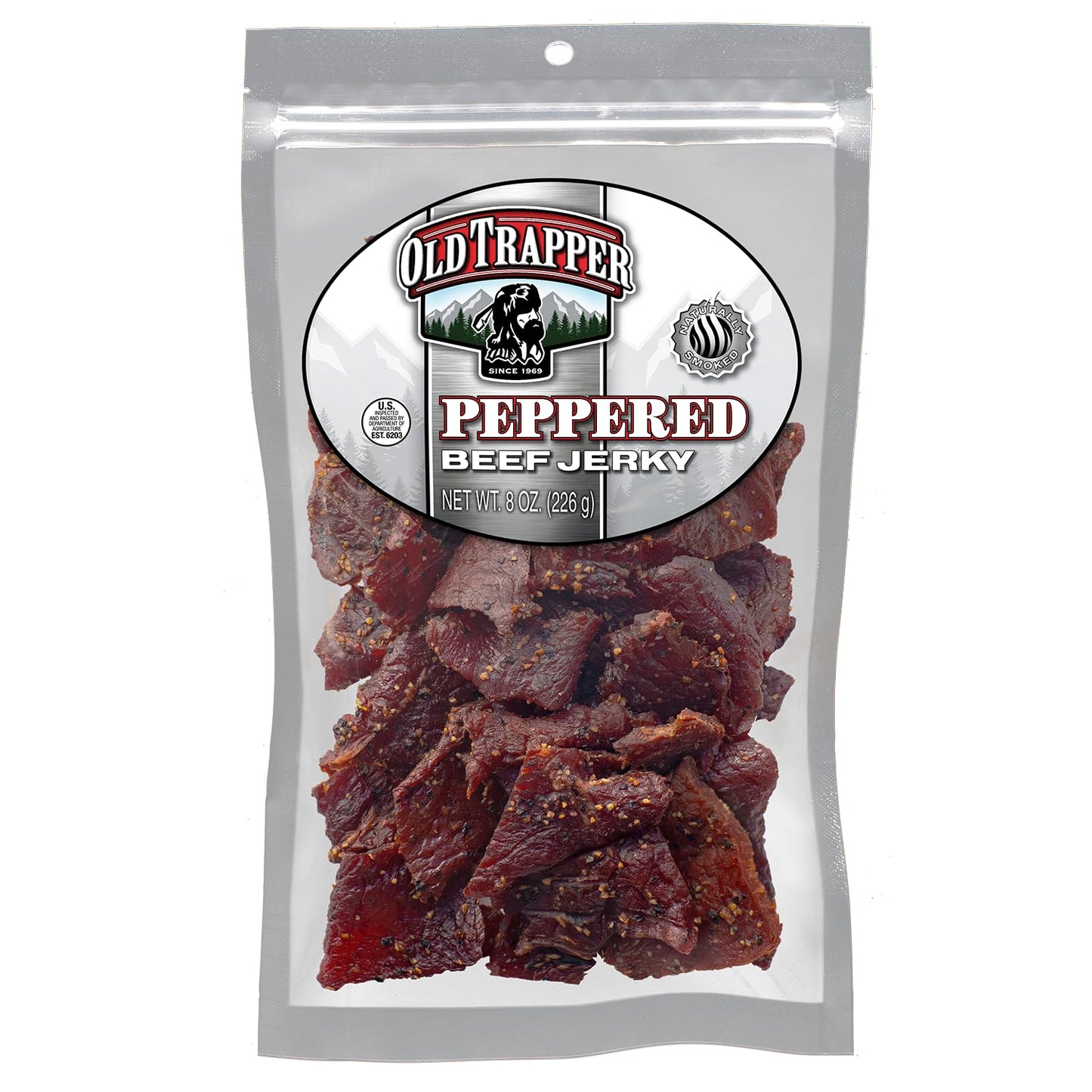 Old Trapper Beef Jerky Peppered 8 Ounce Pack