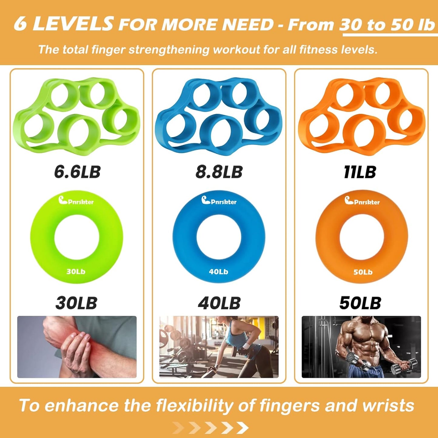 Hand Grip Strength Trainer (6 Pcs)