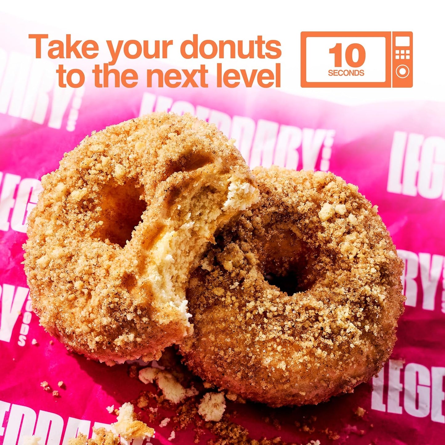 Protein Donuts - 22G Protein, Crumbly Cinnamon, Zero Sugar Snack - 8 Pack with Two Donuts per Pack